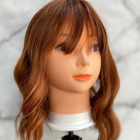 Bob Shoulder Length Ginger Copper Wig With Bangs - Picture 8 of 9